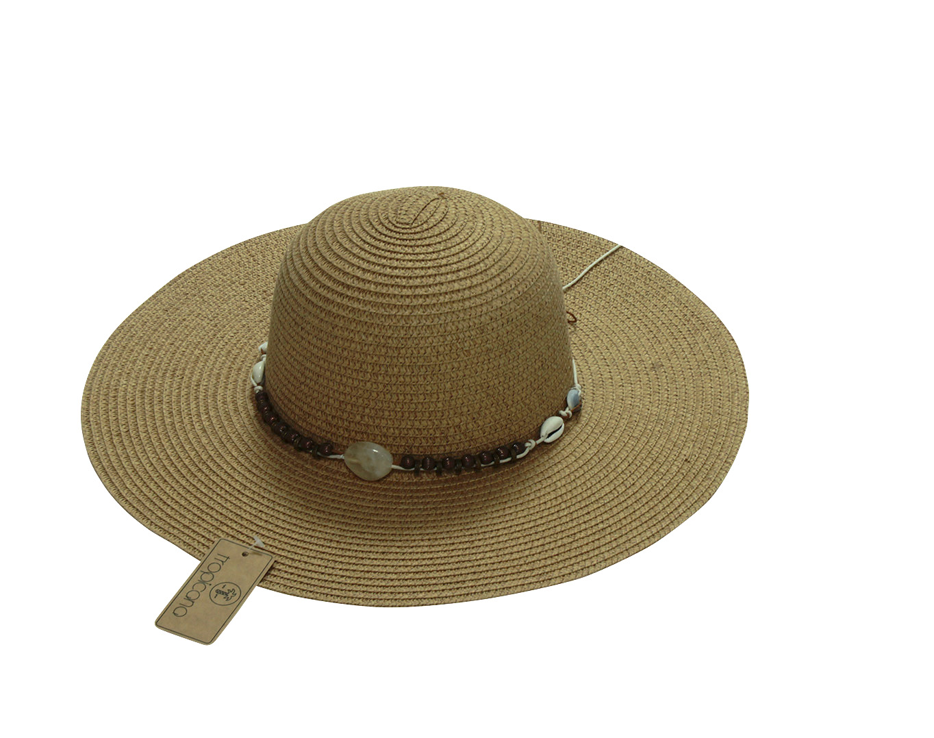 Straw Hat With Shells Brown