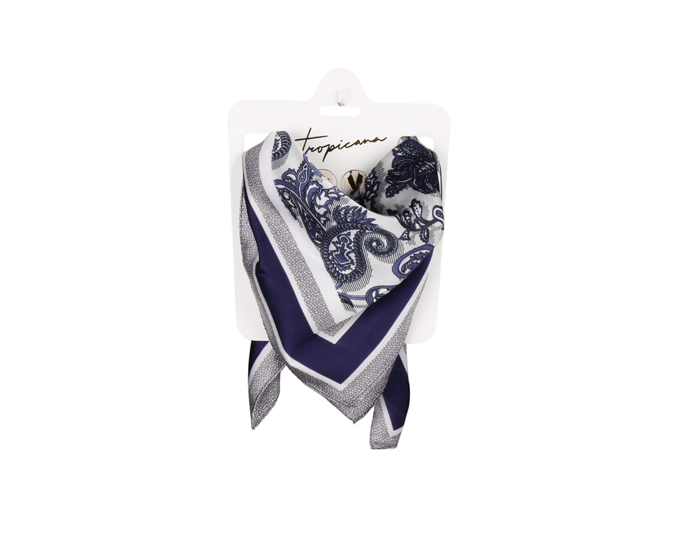 Silk Scarf Paisley Bordered Navy