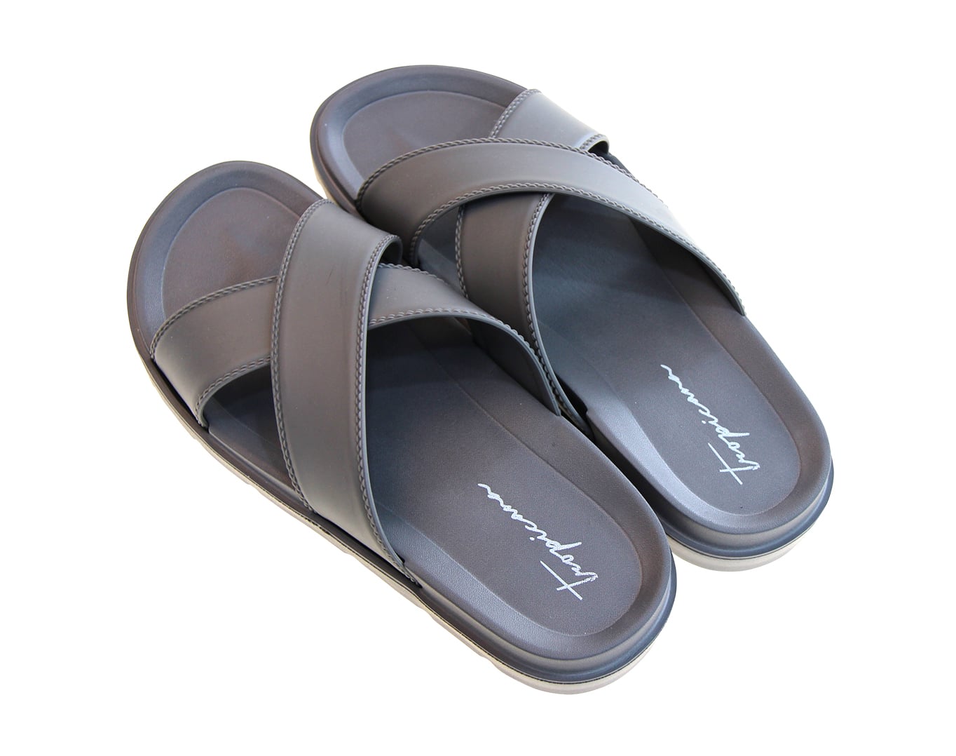 Double Strap Men's Slides Charcoal