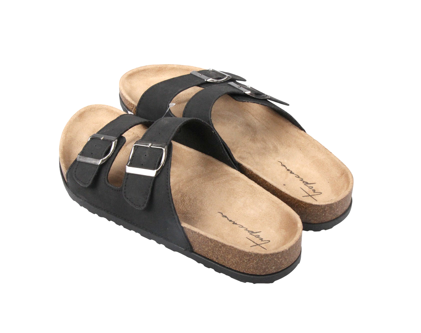 Double Strap Men's Slides Black