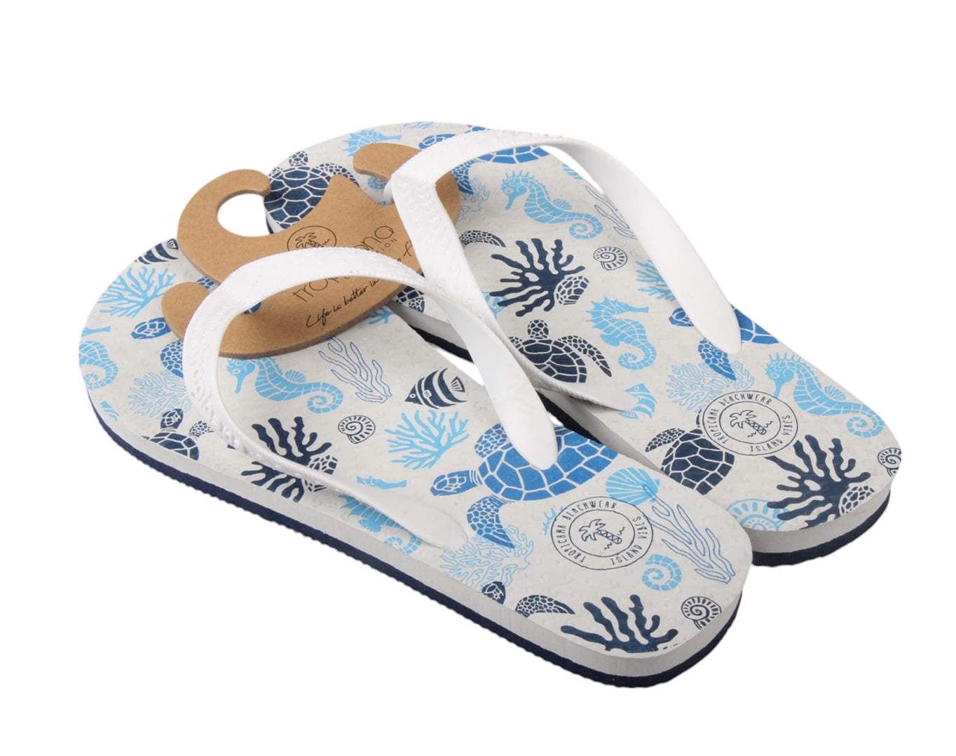 Men's Flip Flops Turtles White