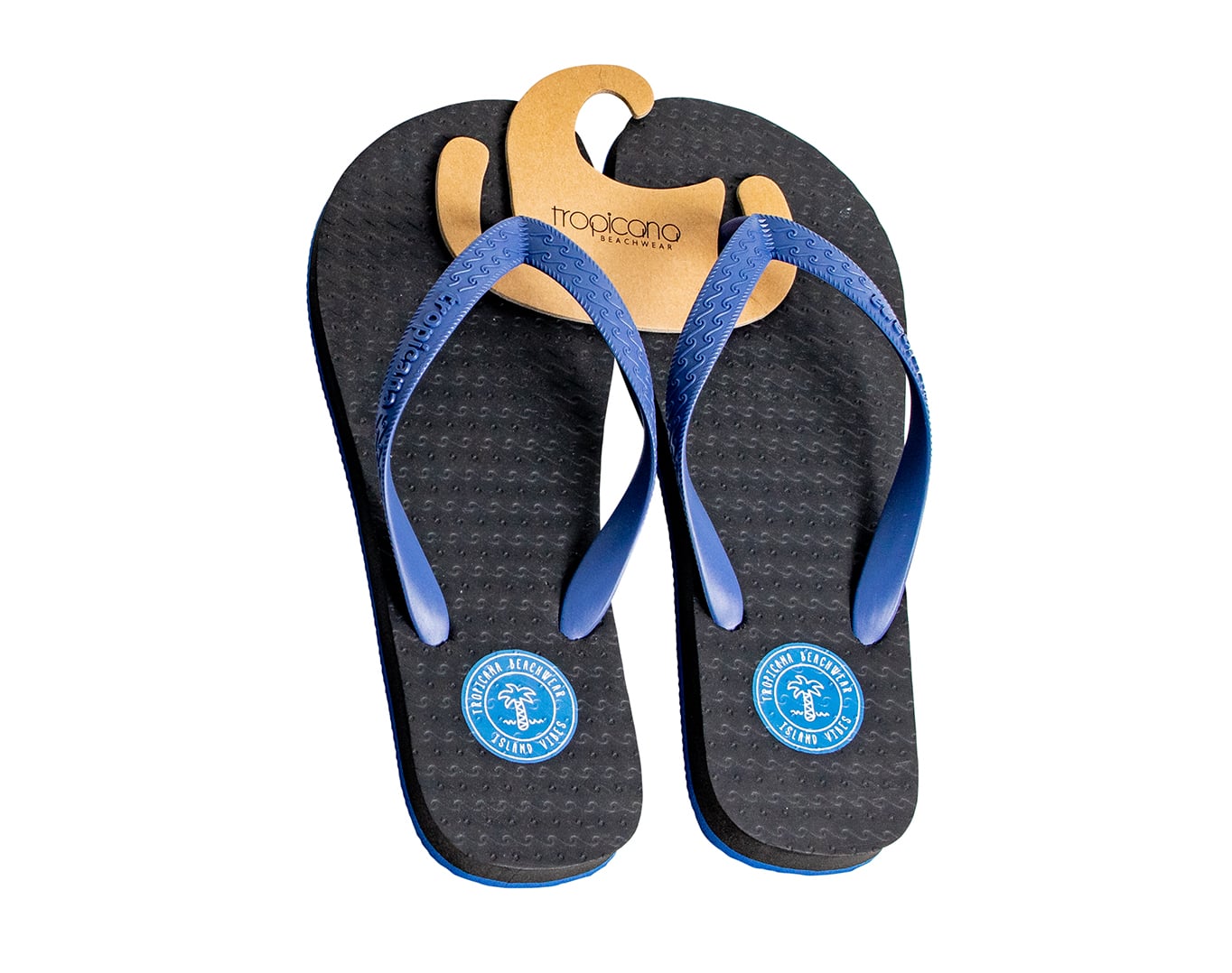 Men's Flip Flops Tropicana Logo Patch Black & Blue