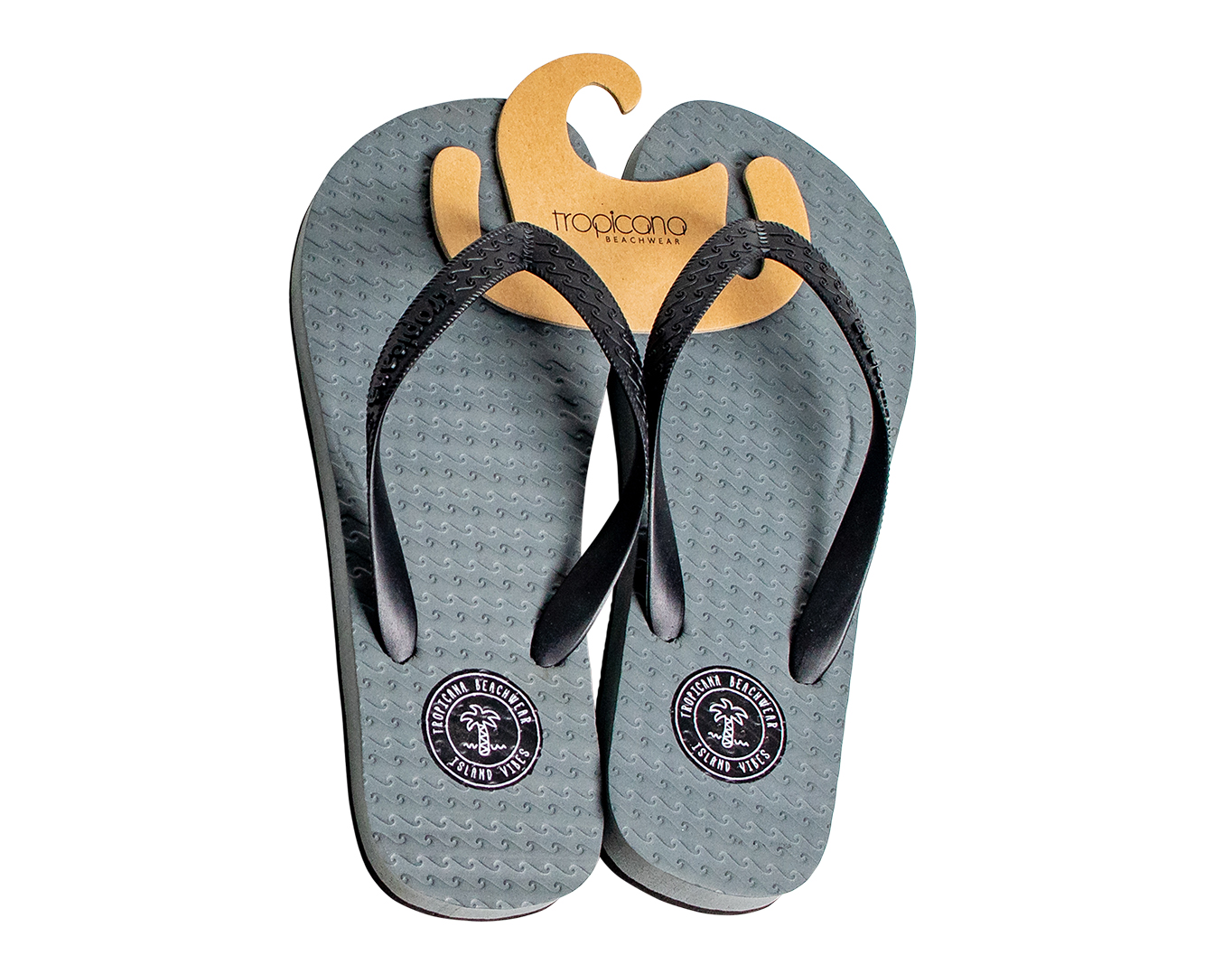 Men's Flip Flops Tropicana Logo Patch Grey & Black