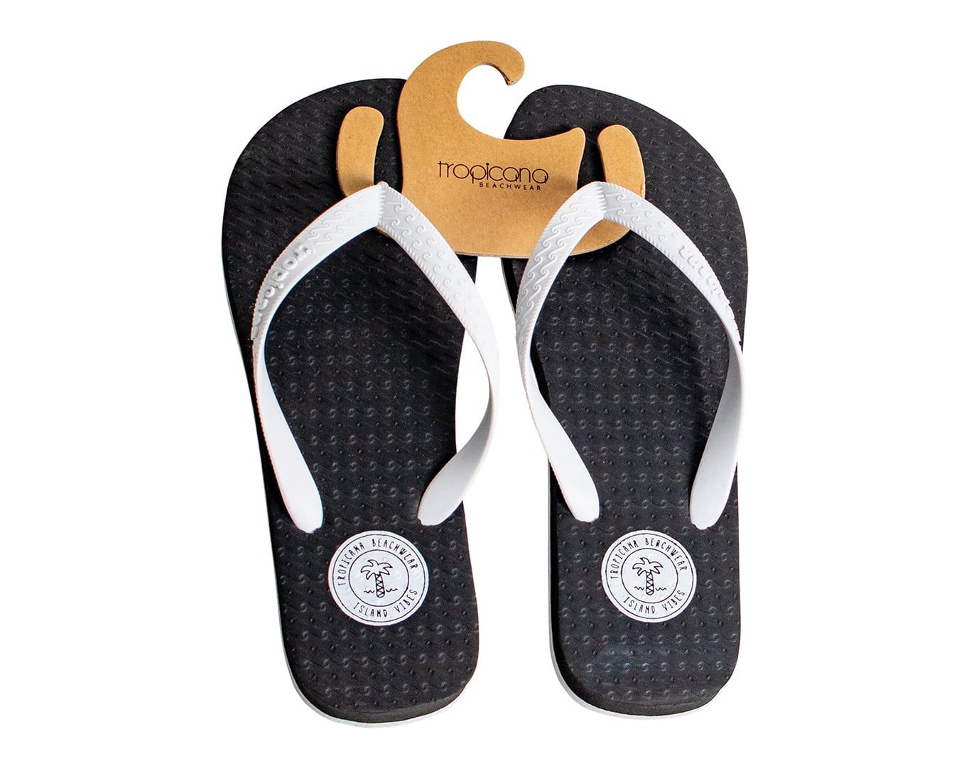 Men's Flip Flops Tropicana Logo Patch Black & White