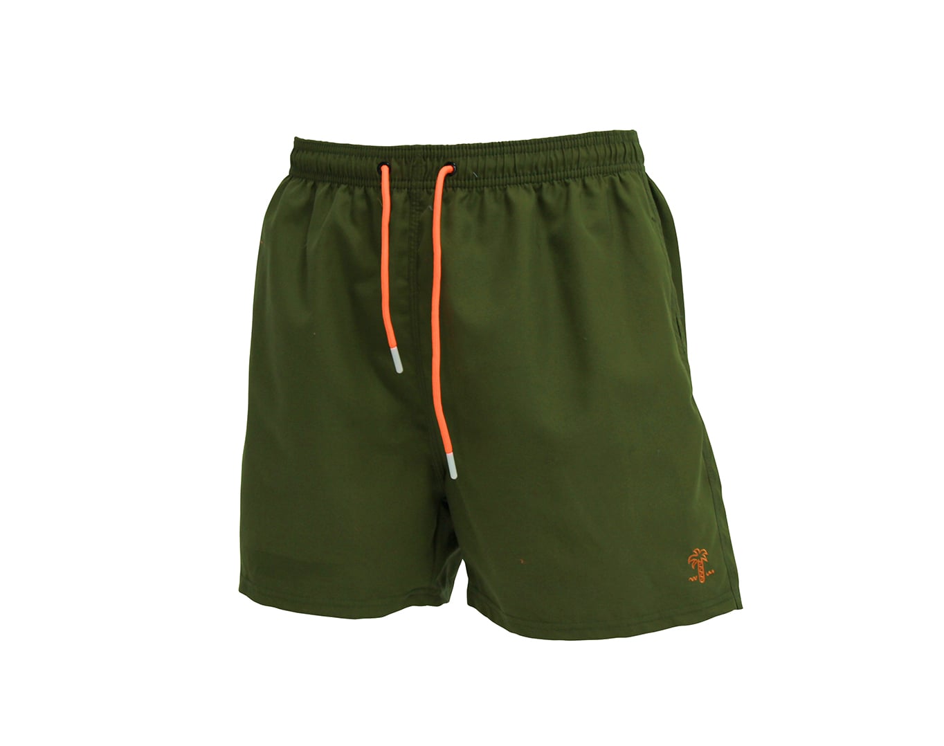 Men Shorts with Embroidered Palm Logo Khaki