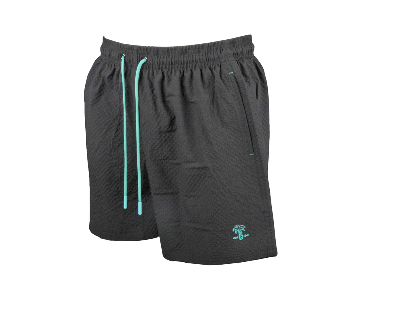 Mens Swim Shorts Textured With Side Logo Black