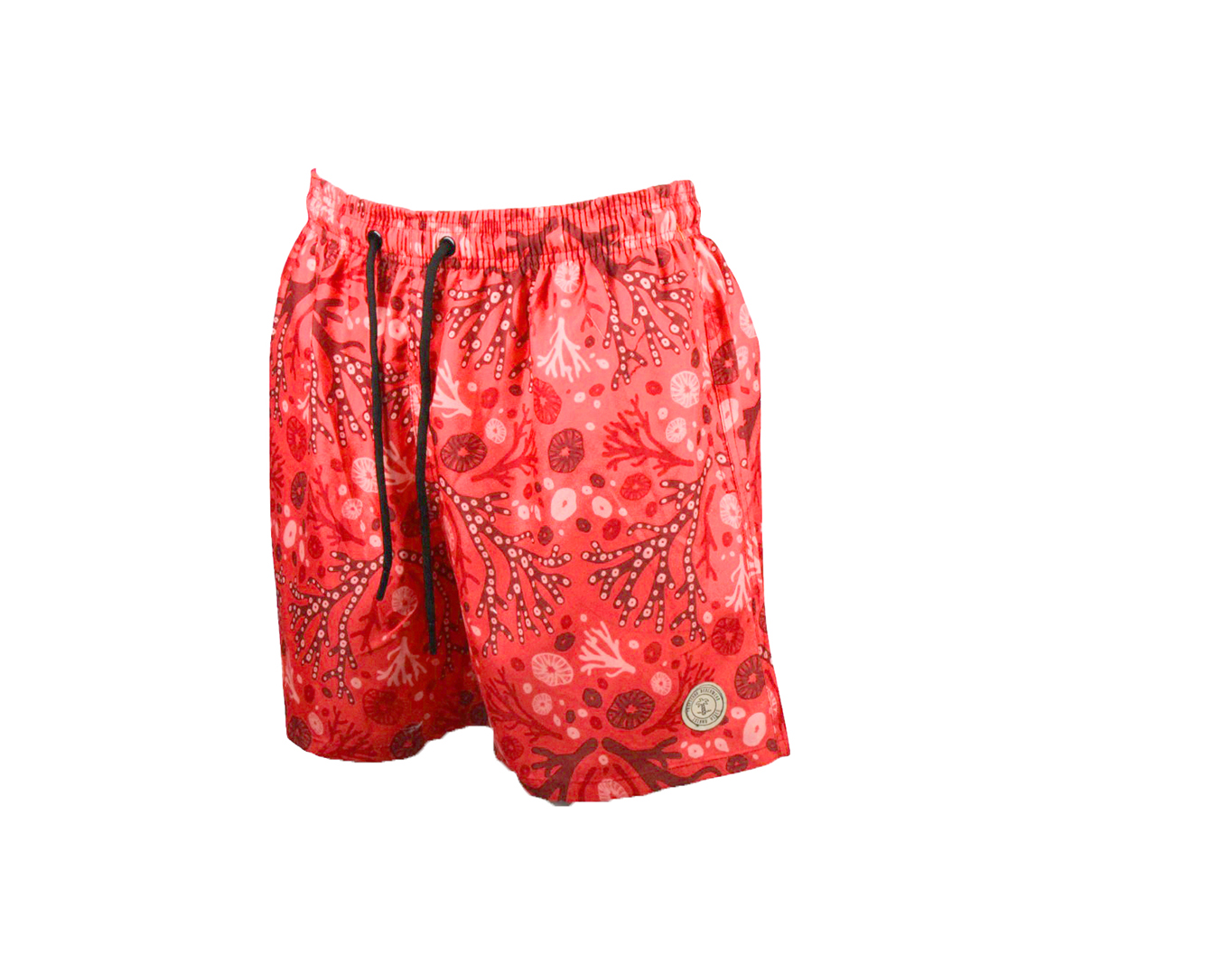 Men Shorts with Logo Patch Coral Red