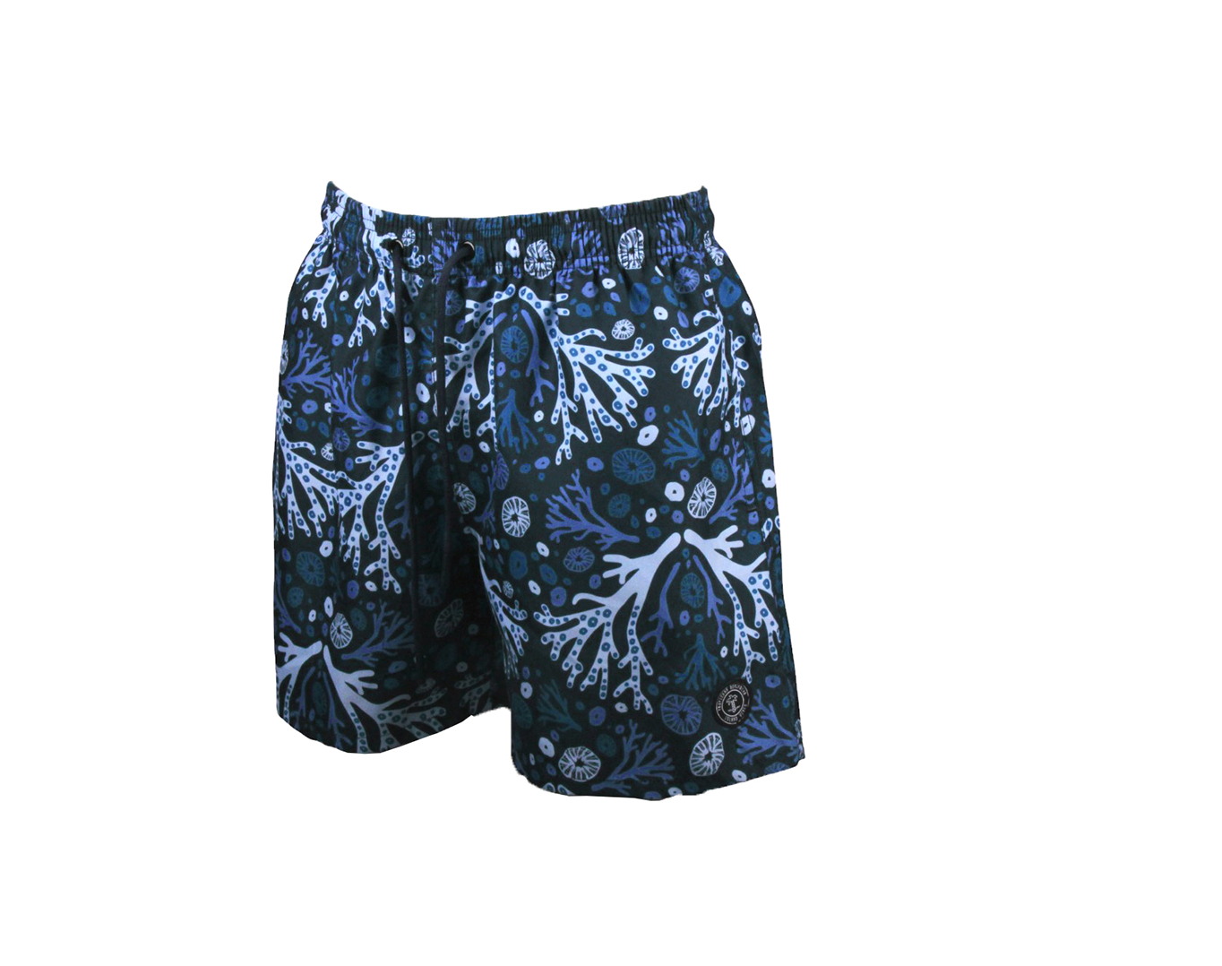 Men Shorts with Logo Patch Coral Navy
