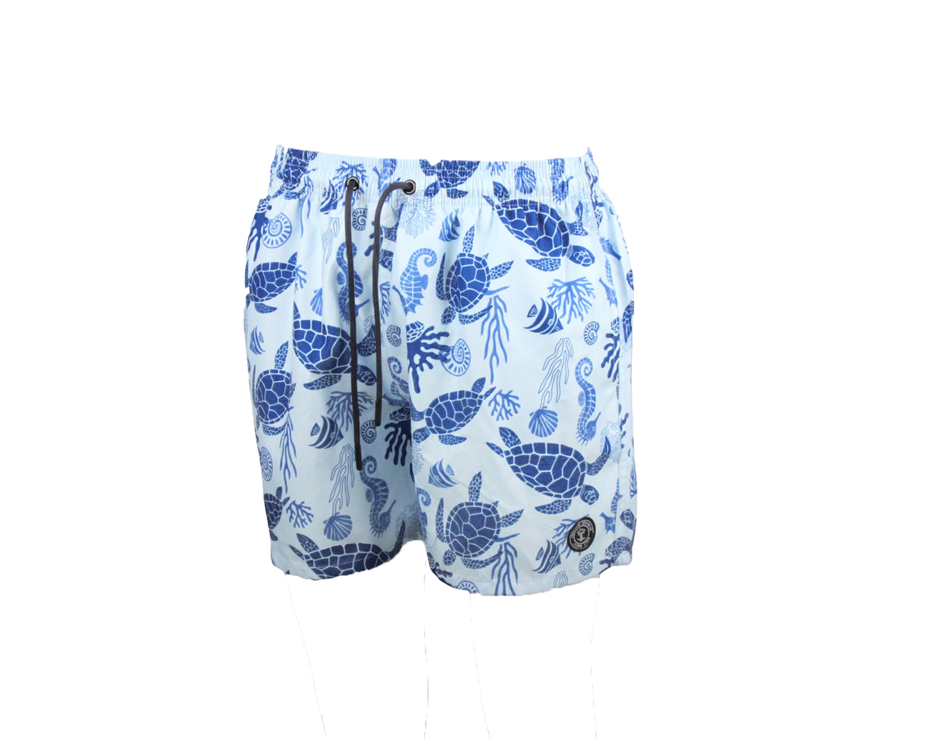 Men Shorts with Logo Patch Turtles Light Blue