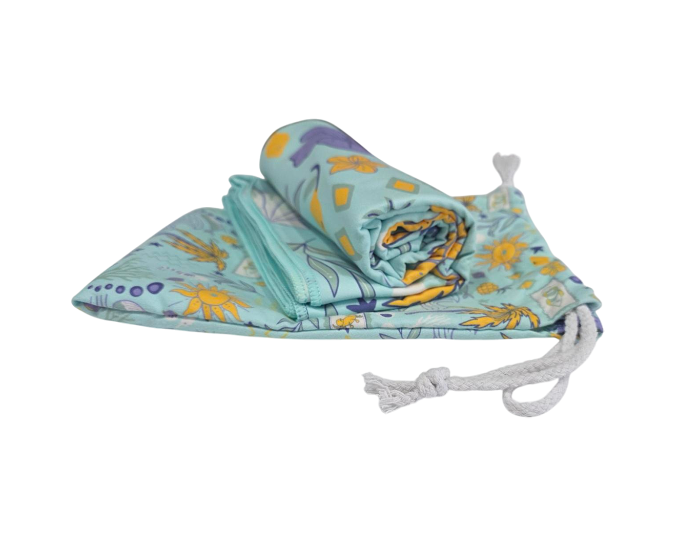 SUEDE BEACH TOWEL WITH POUCH SUMMER PRINT