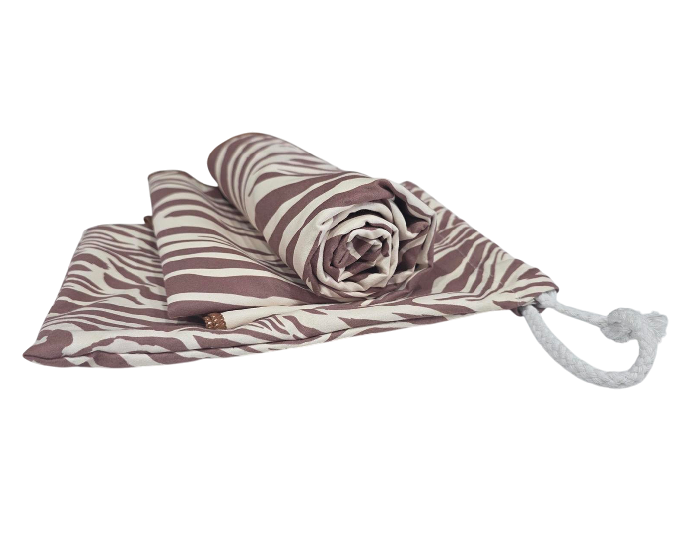 SUEDE BEACH TOWEL WITH POUCH ZEBRA