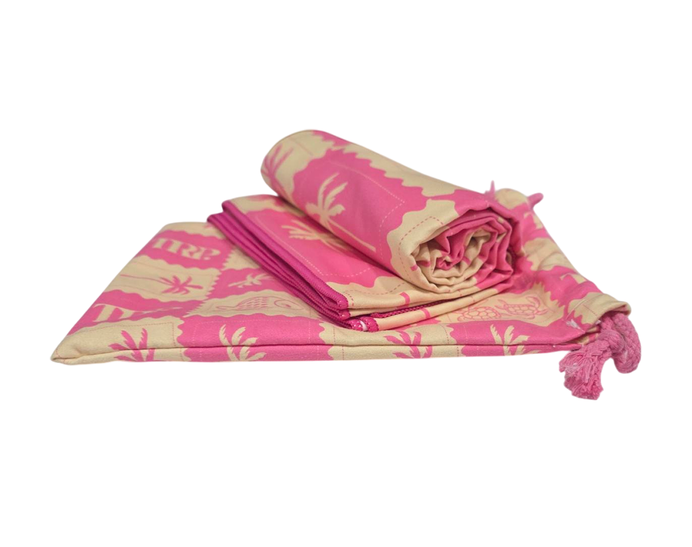 SUEDE BEACH TOWEL WITH POUCH STAMPS PINK