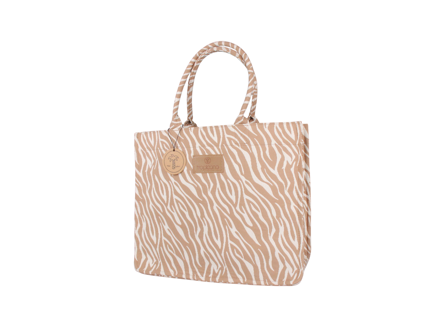 LARGE WOVEN TOTE BAG ZEBRA BEIGE
