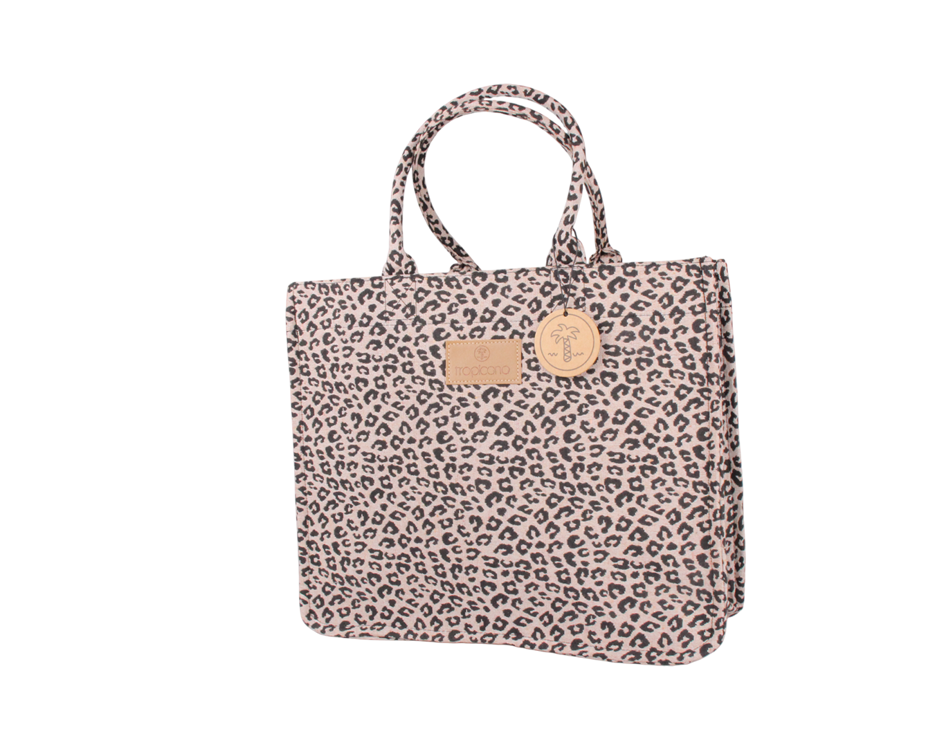 LARGE WOVEN TOTE BAG LEOPARD BEIGE