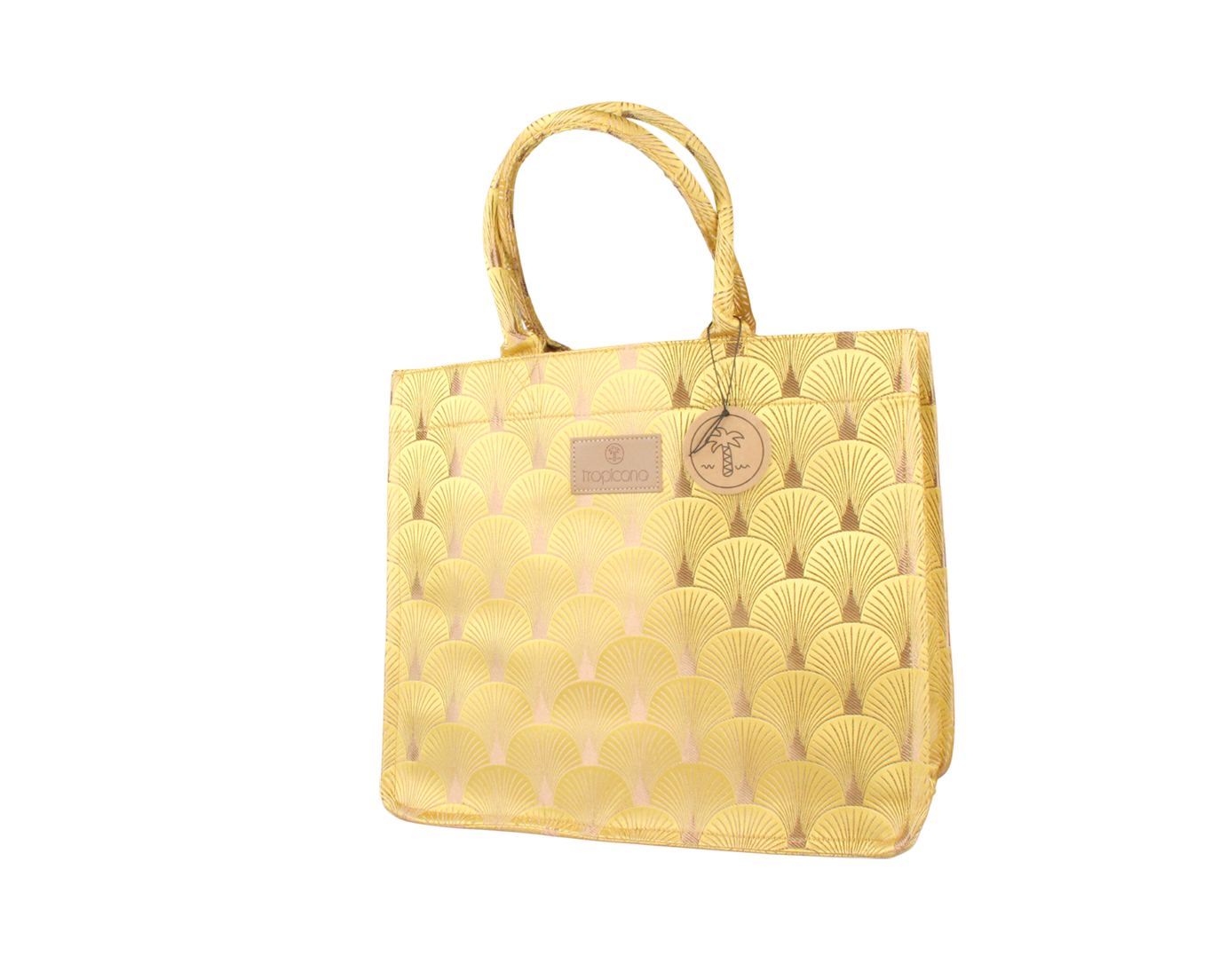 LARGE WOVEN TOTE BAG SHELLS YELLOW