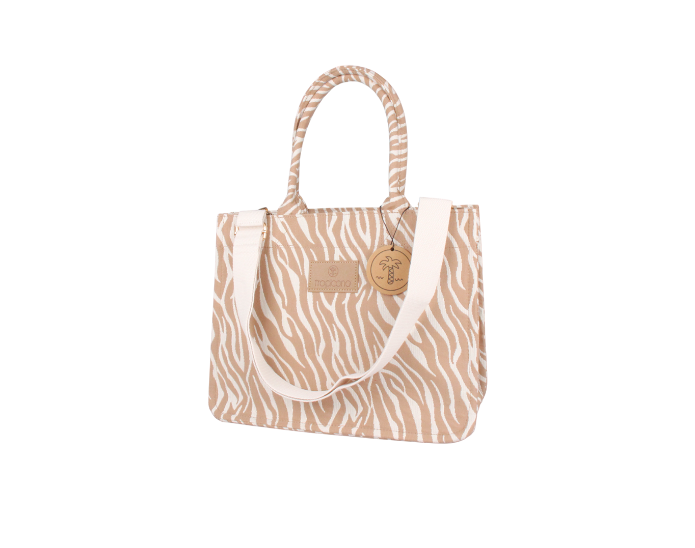 MEDIUM WOVEN TOTE BAG ZEBRA BEIGE