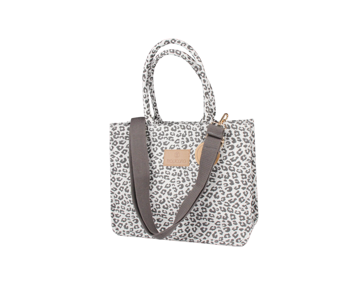 MEDIUM WOVEN TOTE BAG LEOPARD GREY