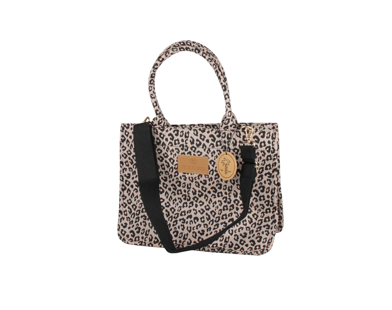MEDIUM WOVEN TOTE BAG LEOPARD BEIGE