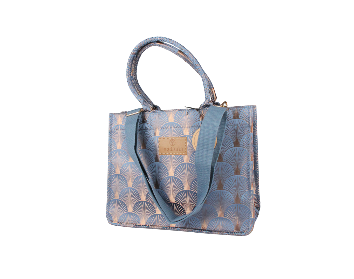 MEDIUM WOVEN TOTE BAG SHELLS BLUE