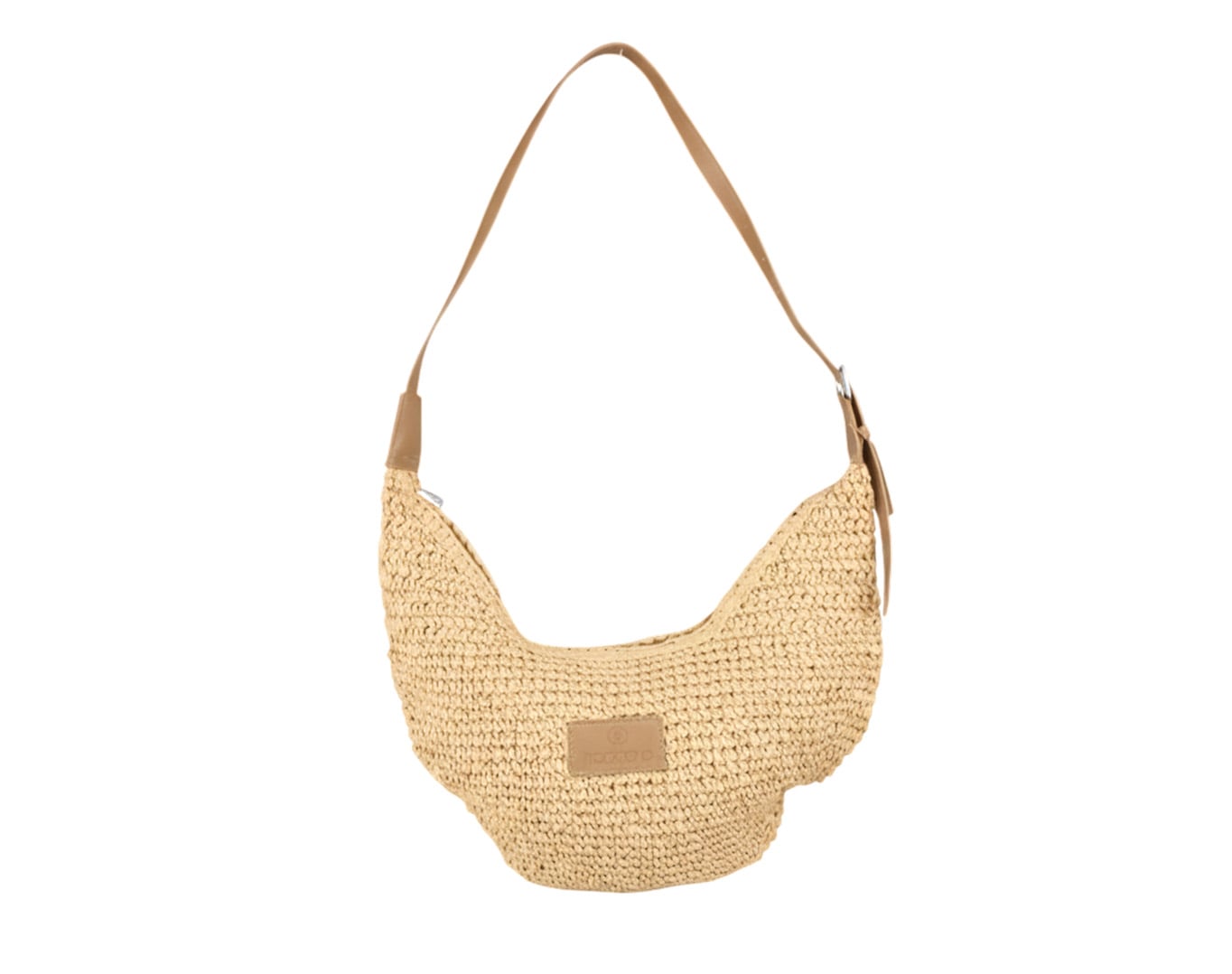Half Moon Straw Bag Tropicana Patch Beige