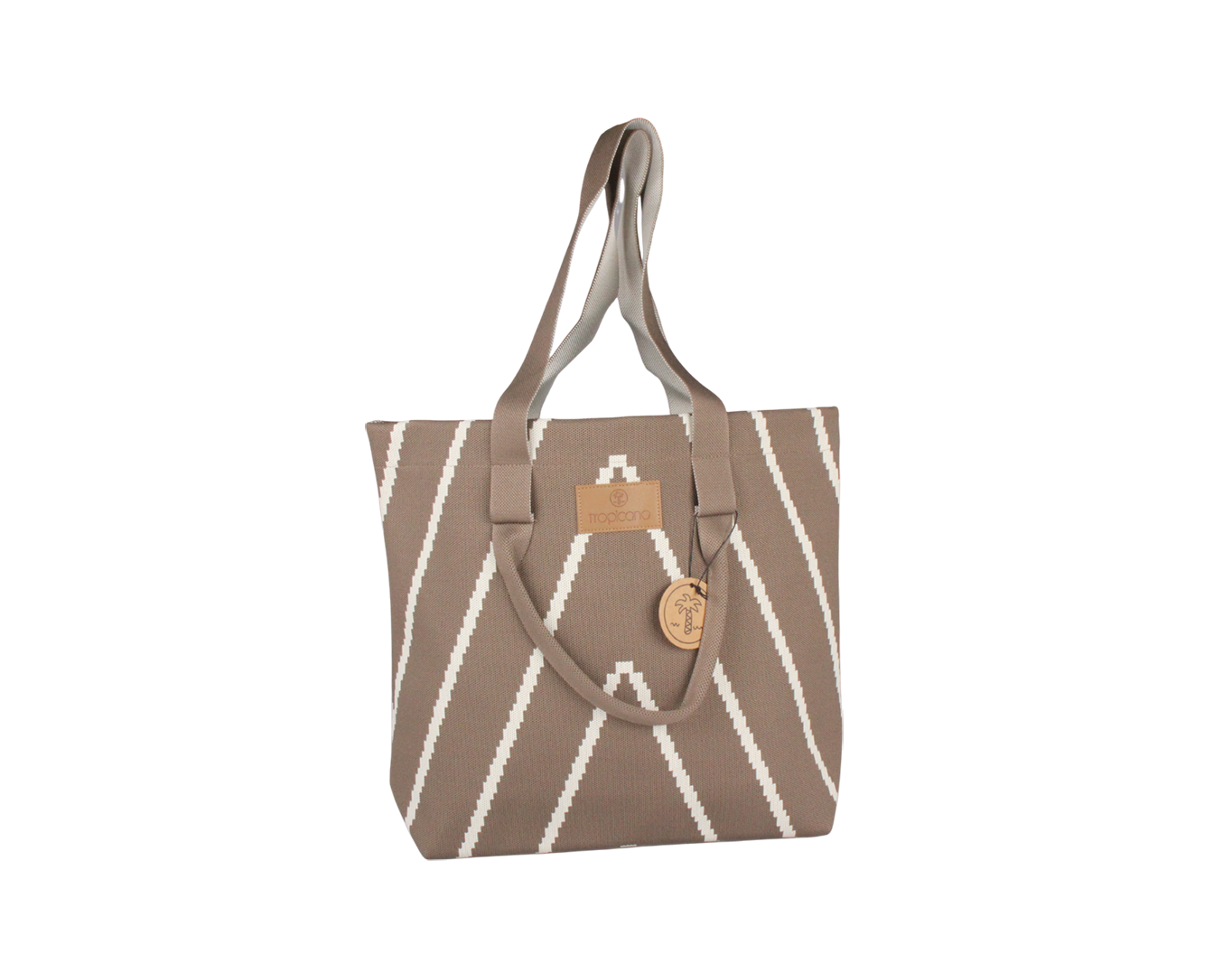 Geometric Fabric Tote Bag Tropicana Patch Brown
