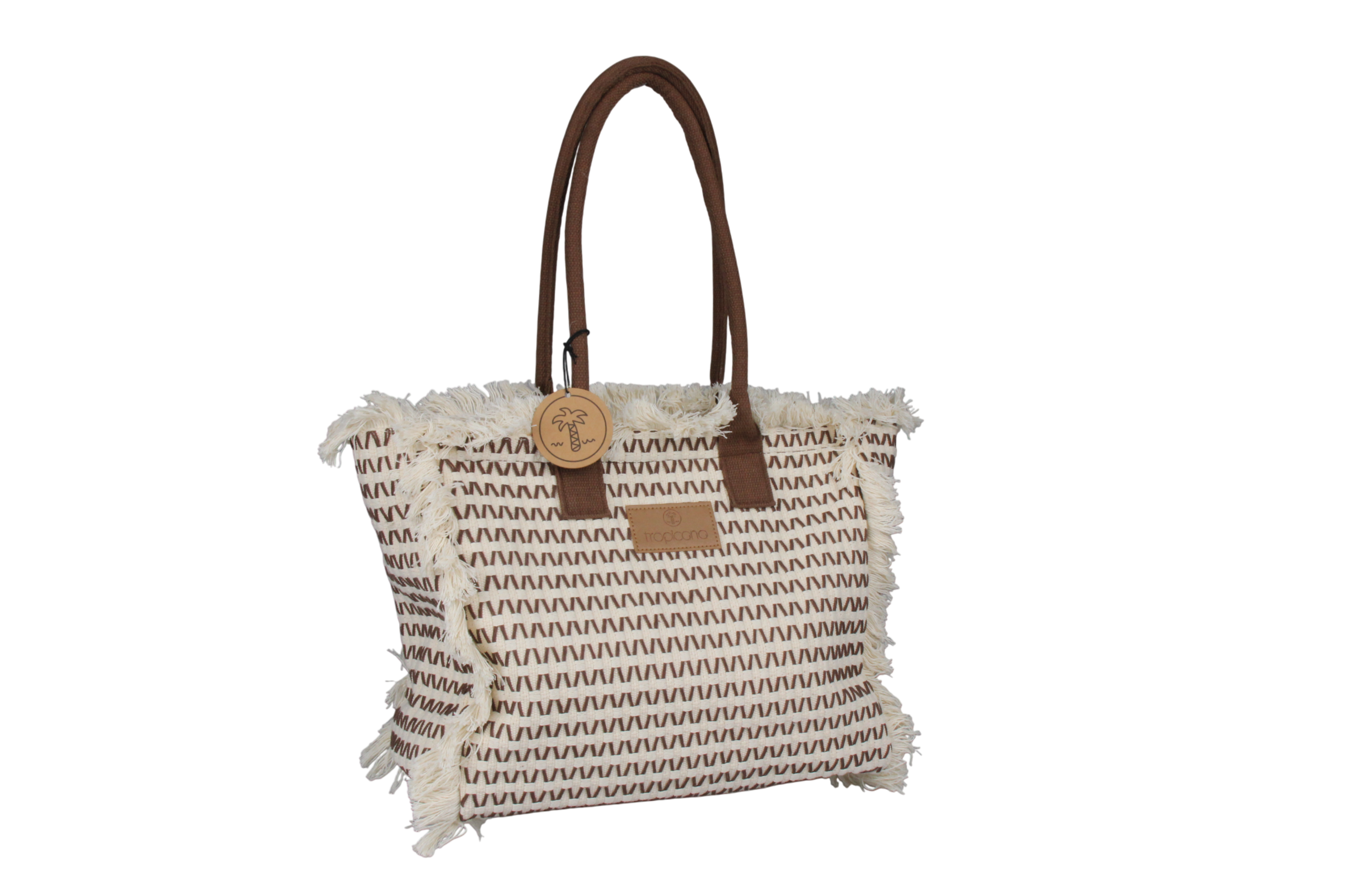 Crochet Shoulder Bag With Fringes Brown