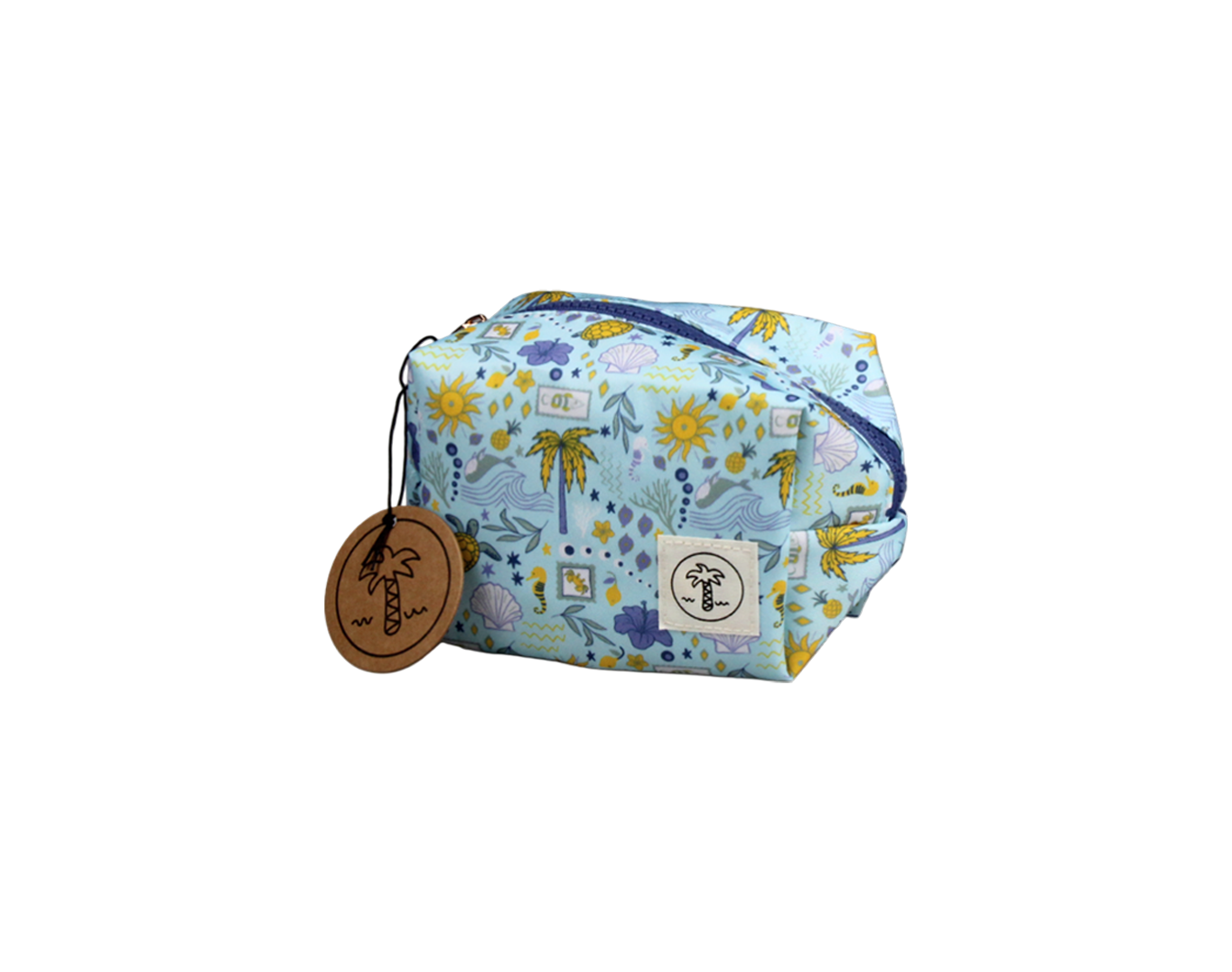 SMALL COSMETIC BAG STAMPS PRINT