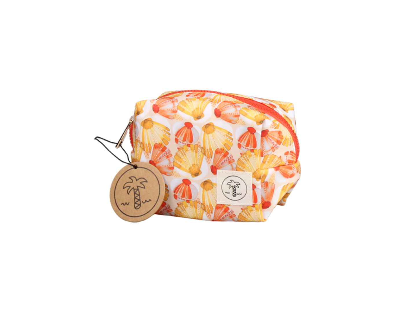 SMALL COSMETIC BAG ORANGE SCALLOP PRINT