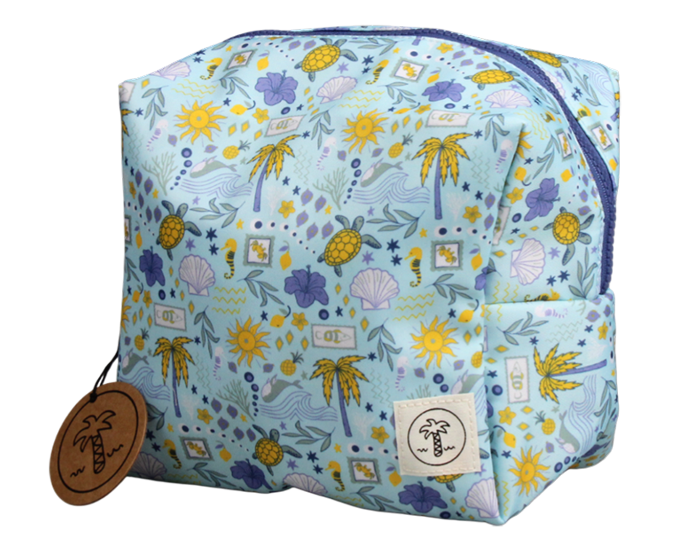 LARGE COSMETIC BAG STAMPS PRINT