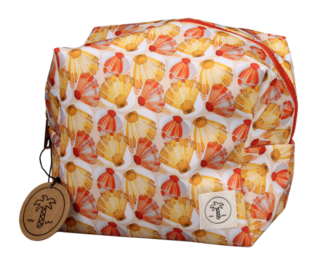 LARGE COSMETIC BAG ORANGE SCALLOP PRINT