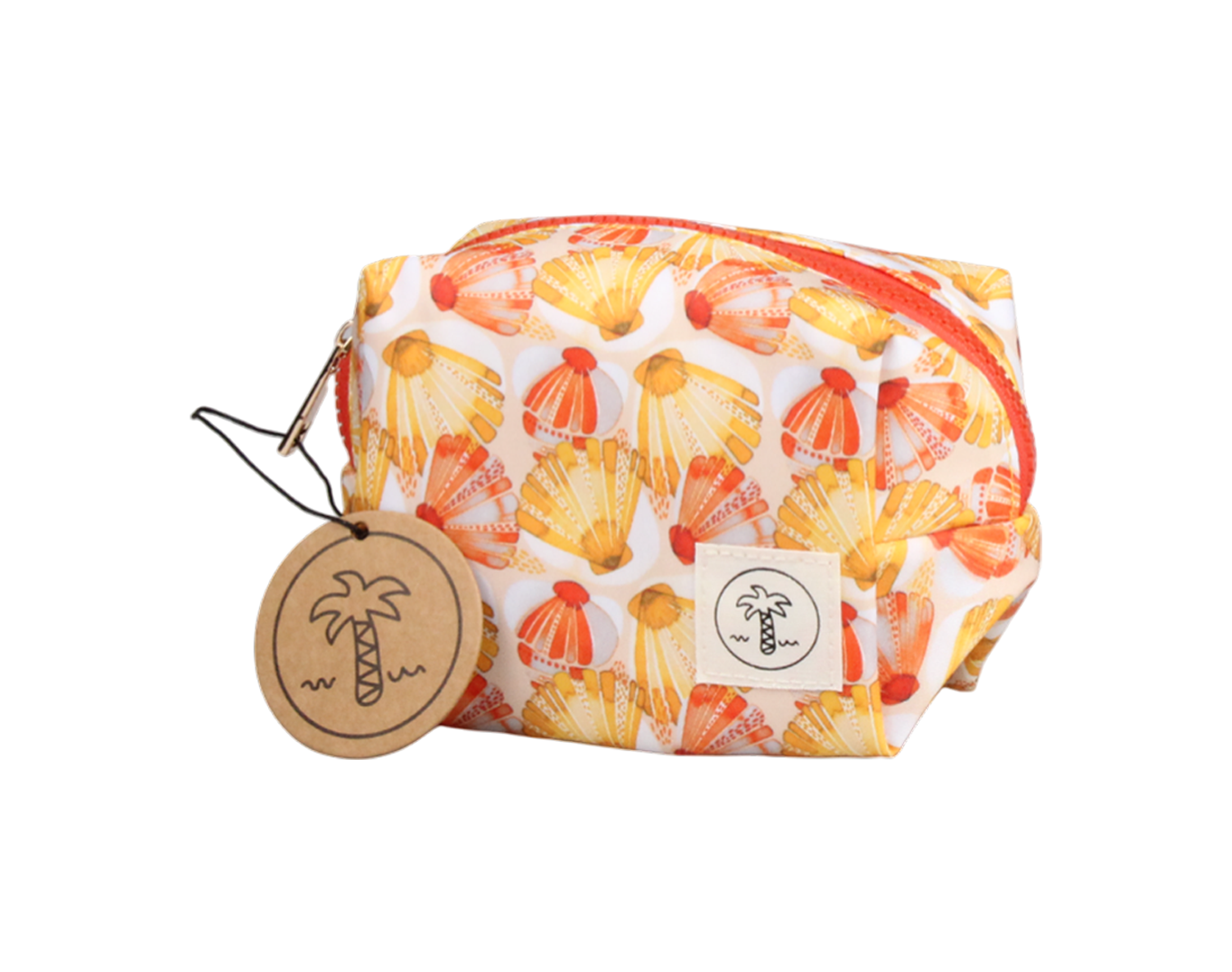 MEDIUM COSMETIC BAG ORANGE SCALLOP PRINT