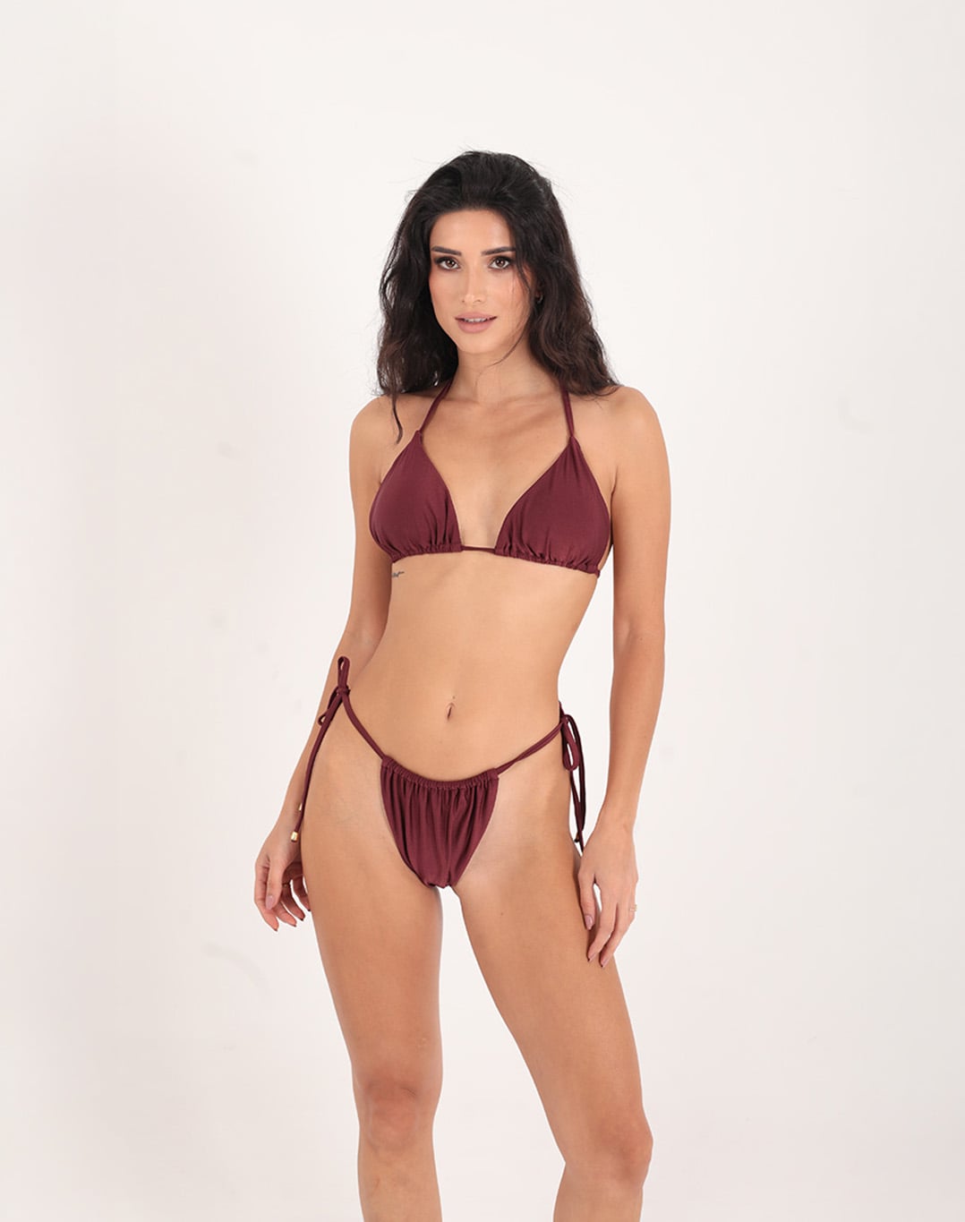 Top Triangle with Drapes Shiny Burgundy