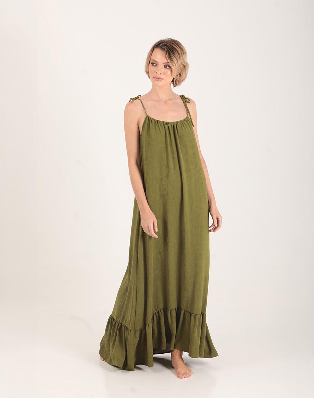 Daphne Open Back Dress Olive