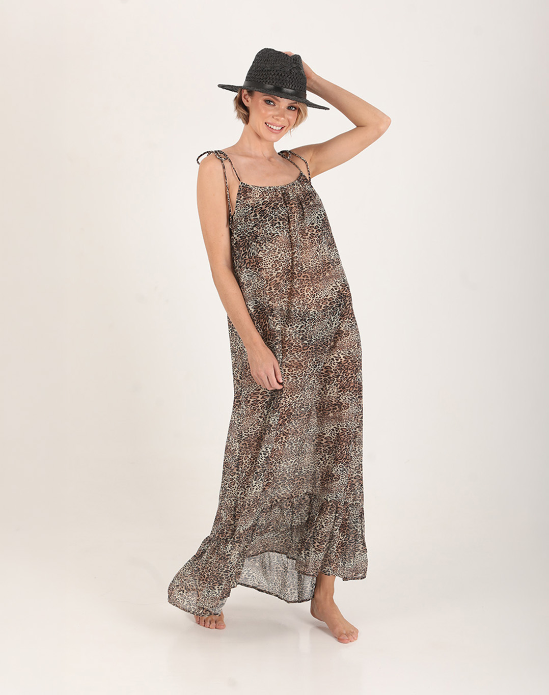 Leopard Open Back Maxi Dress