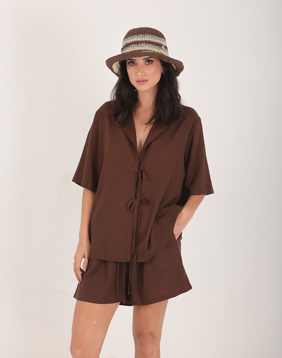 Sol Linen Short Brown