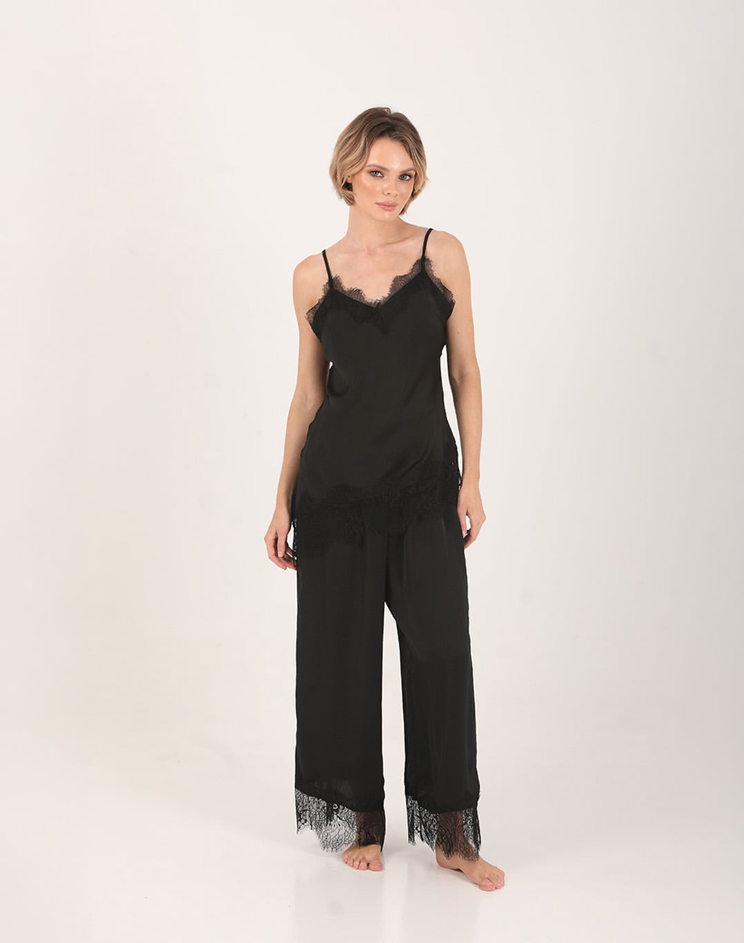 Whisper Silk-Feel Lace Top Black