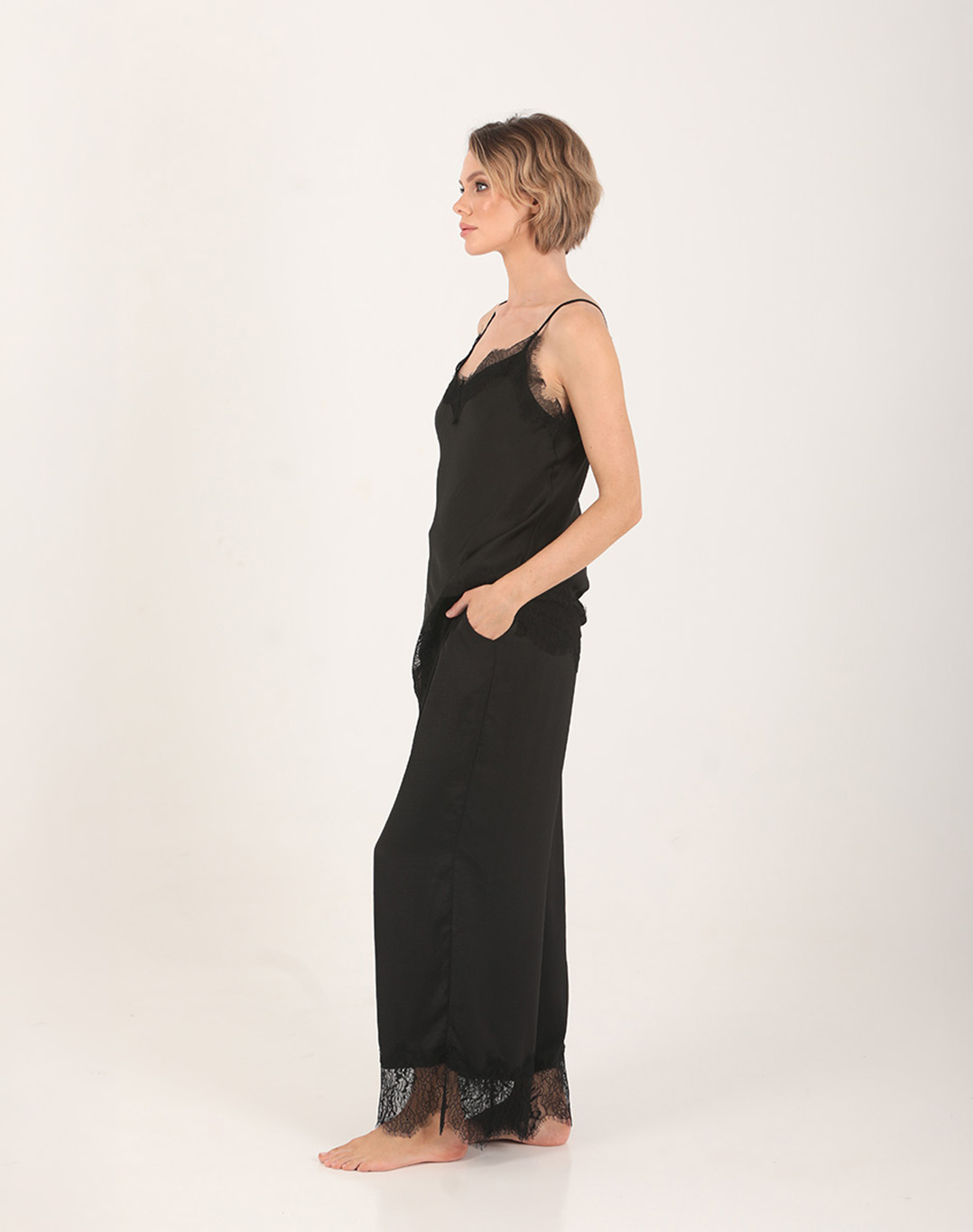 Onyx Silk-Feel Lace Culotte Black