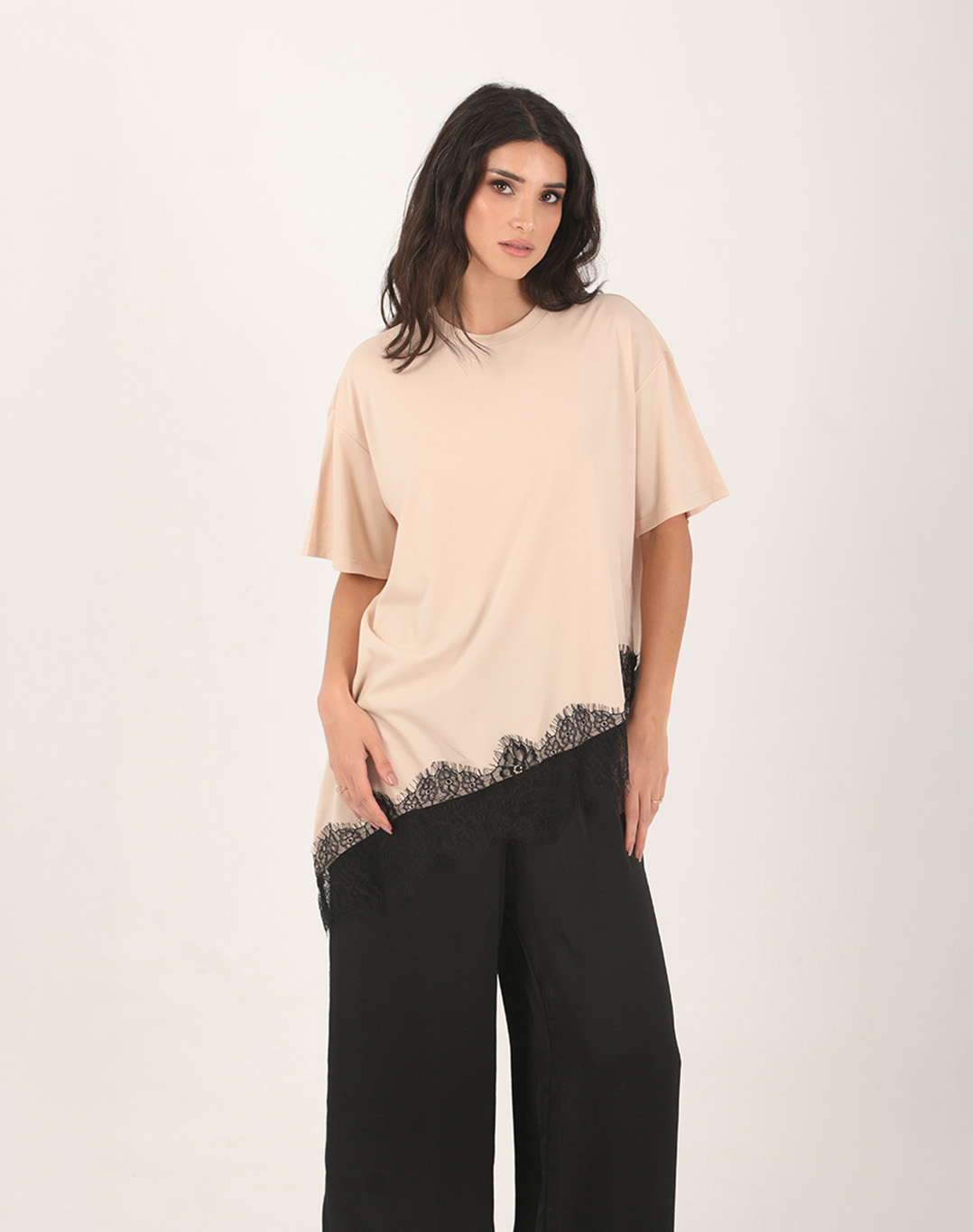 Halo Lace T-shirt Beige