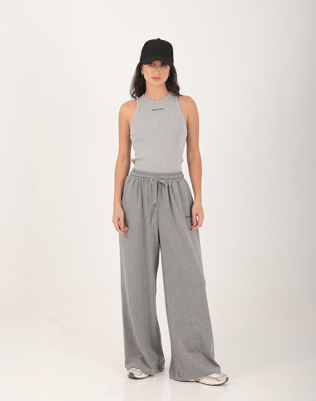 Ava Ribbed Tank Top Grey