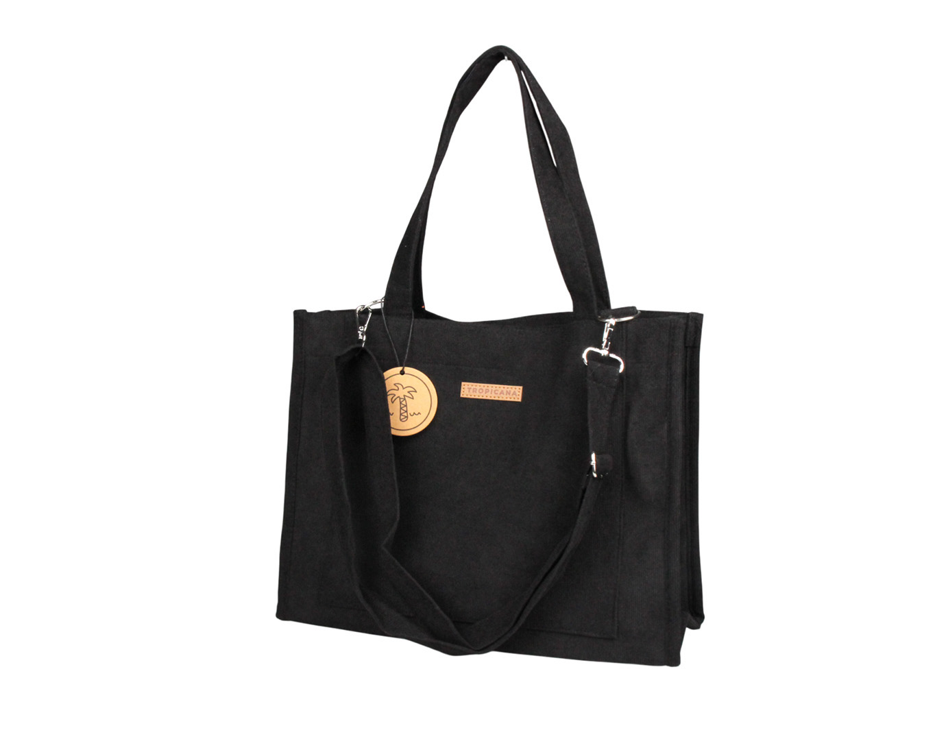 LARGE CORDUROY TOTE BAG WITH HANDLE BLACK
