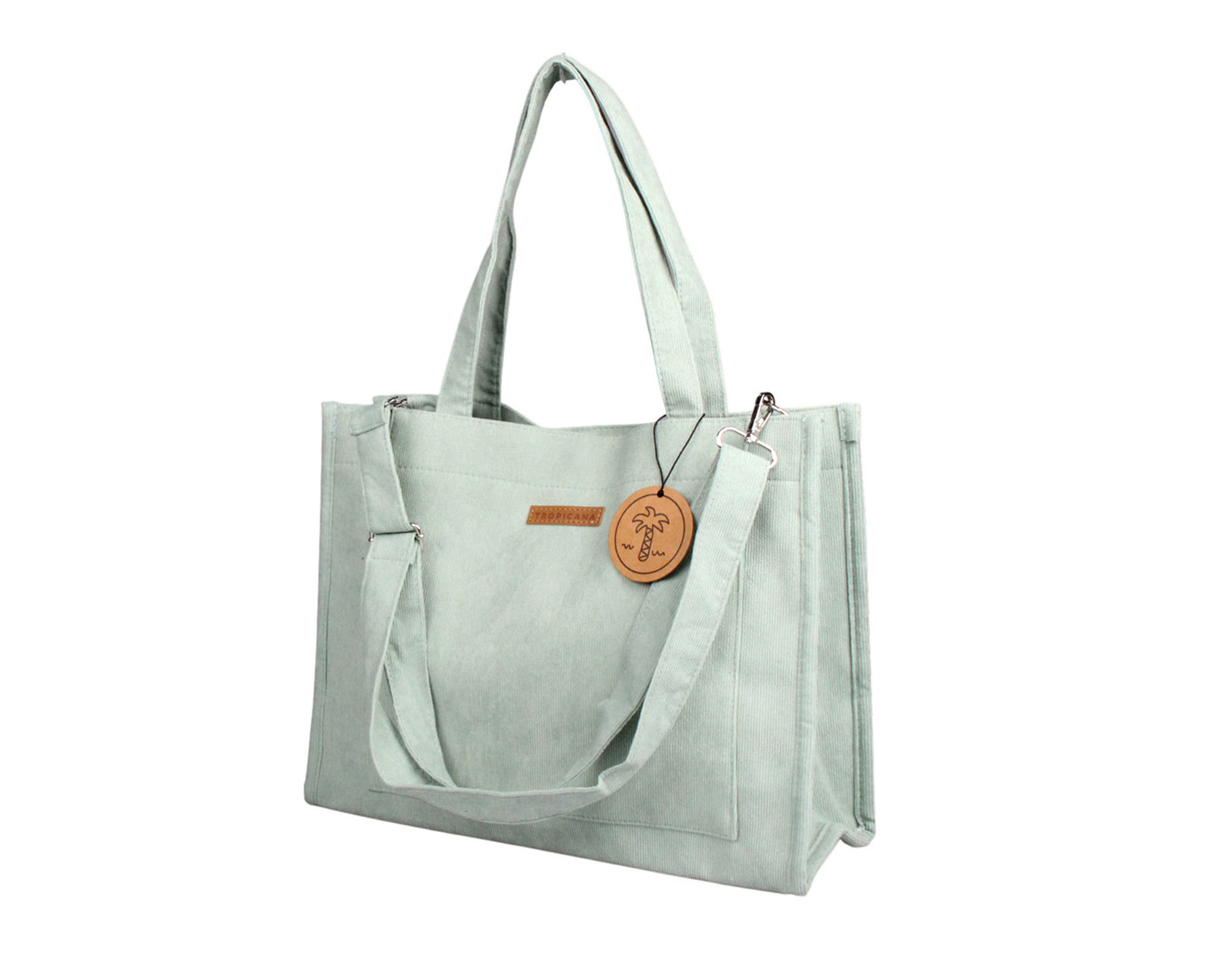 LARGE CORDUROY TOTE BAG WITH HANDLE MINT
