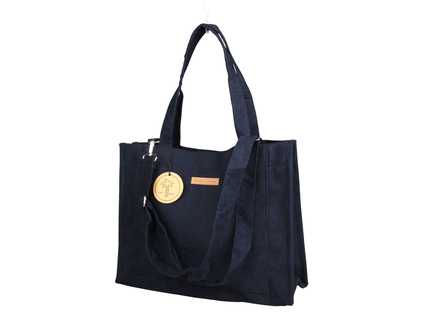LARGE CORDUROY TOTE BAG WITH HANDLE NAVY