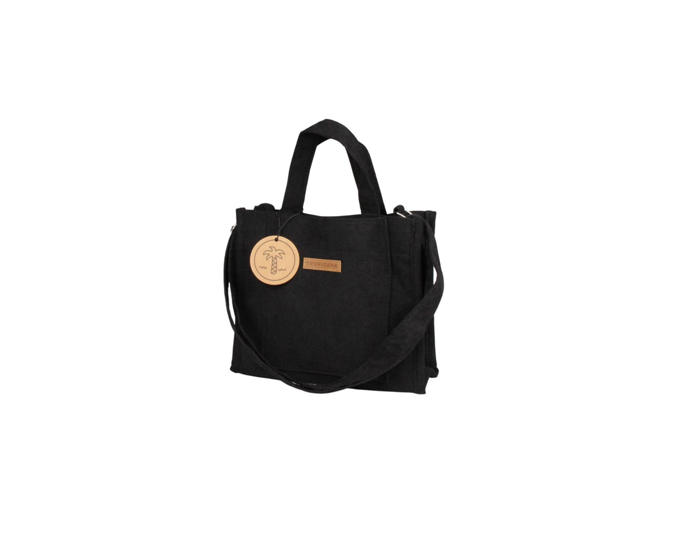 SMALL CORDUROY TOTE BAG WITH HANDLE BLACK