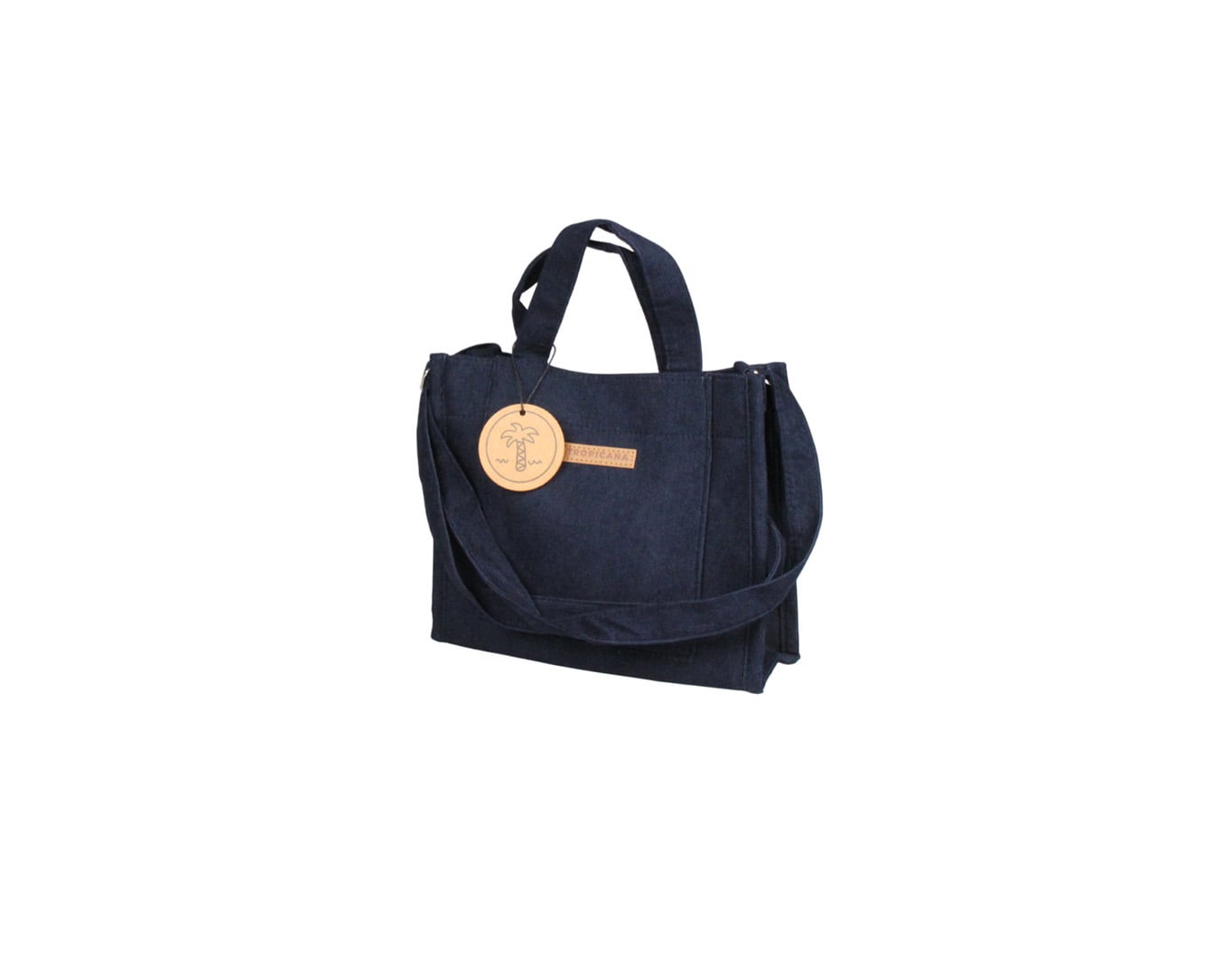 SMALL CORDUROY TOTE BAG WITH HANDLE NAVY