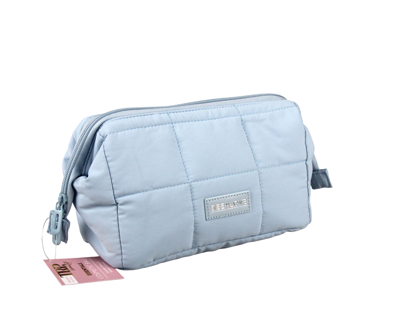 LARGE QUILTED COSMETIC BAG BLUE